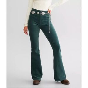 We The Free Free People Green Corduroy Flare Pants High Rise Teal Size 28